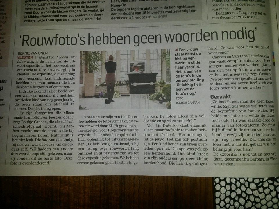 Publicatie in AD, Utrechts Nieuwsblad
